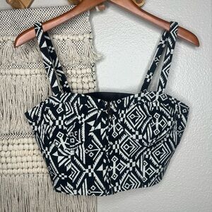 Forever 21 Black and White Tribal Print Tank Top
